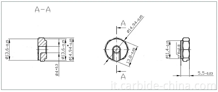 Disegno del blocco di spinta in carburo drawing of carbide thrust block